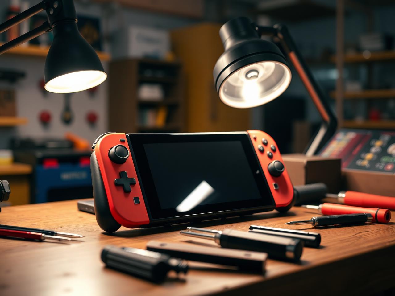 Nintendo Switch on a repair workbench
